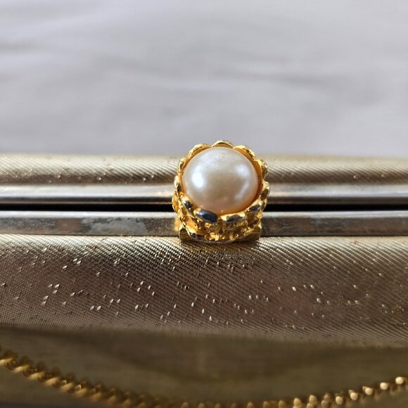 Vintage Gold Clutch Purse with Chain Strap Classic Evening Party - Picture 4 of 8